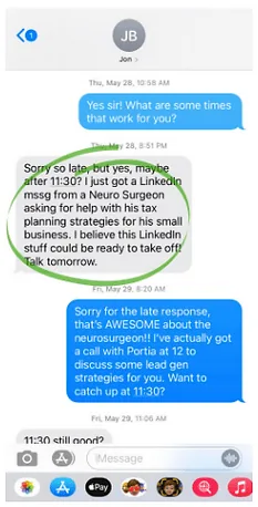 Screenshot: A neurosurgeon asks for tax-planning help.